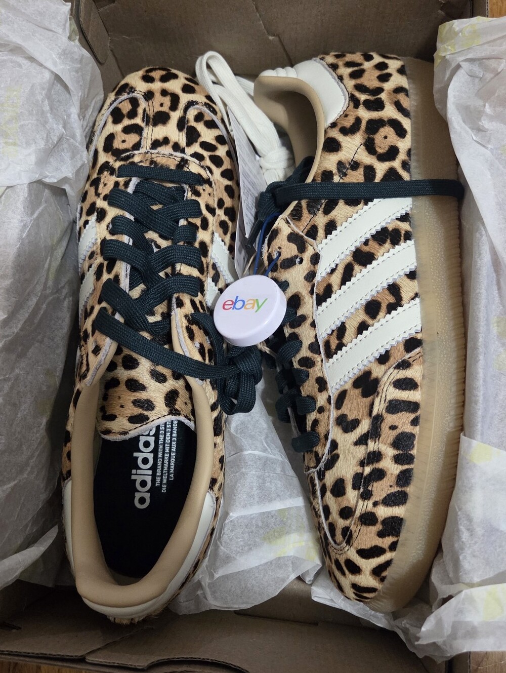 adidas OG Samba Women's Leopard Print Sneakers in Tan and Black - Picture 4 of 5